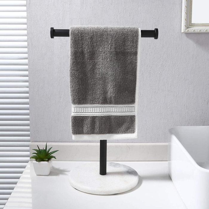Acehoom Hand Towel Rack With Natural Marble Base Countertop Towel Stand